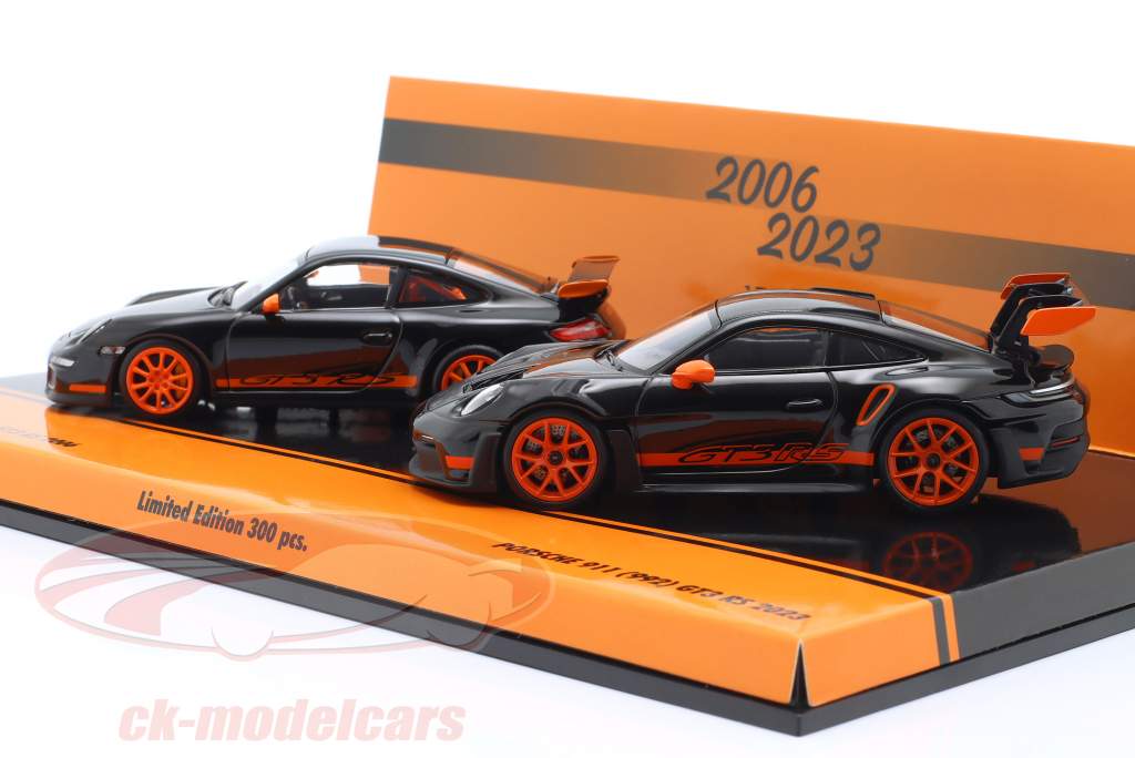 2-Car Set 17 Flere år Porsche 911 GT3 RS: 997.1 (2006) & 992 (2023) 1:43 Minichamps