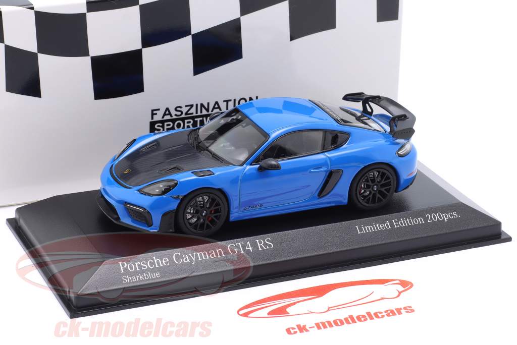 Porsche 718 (982) Cayman GT4 RS 2021 blau / schwarze Felgen 1:43 Minichamps