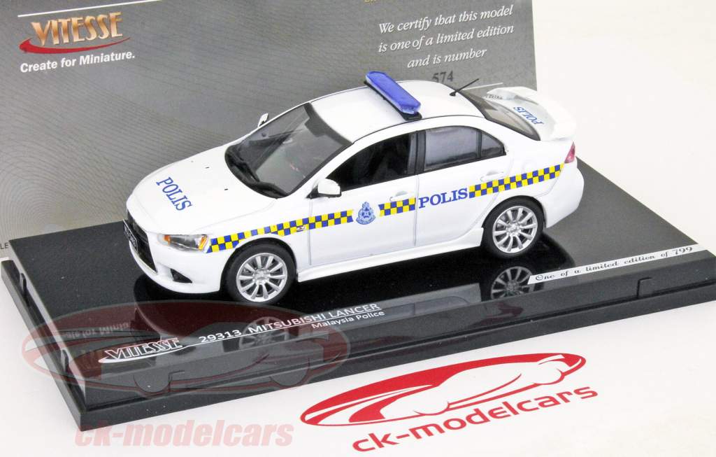 Mitsubishi Lancer 警察 Malaysia 建設年 2010 1:43 Vitesse