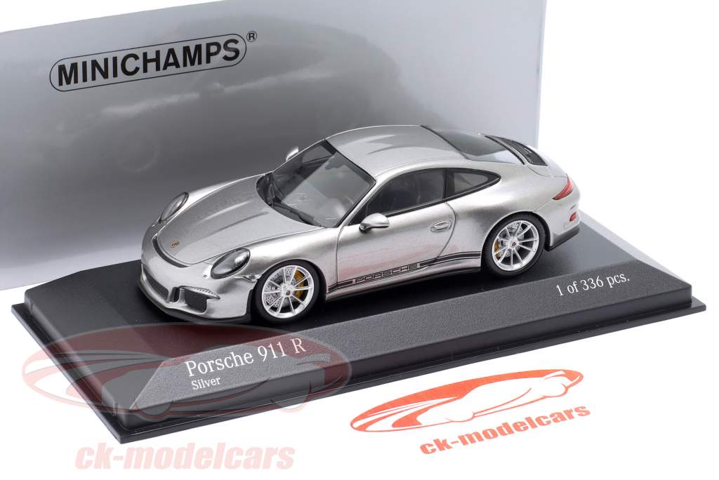 Porsche 911 (991) R año de construcción 2016 plata 1:43 Minichamps