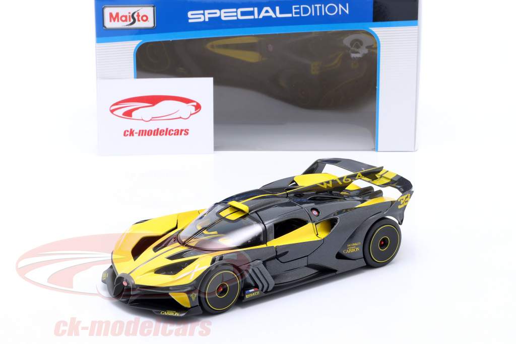 Bugatti Bolide W16.4 Año de construcción 2020 amarillo / carbón 1:24 Maisto