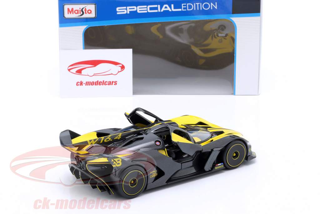 Bugatti Bolide W16.4 Année de construction 2020 jaune / carbone 1:24 Maisto