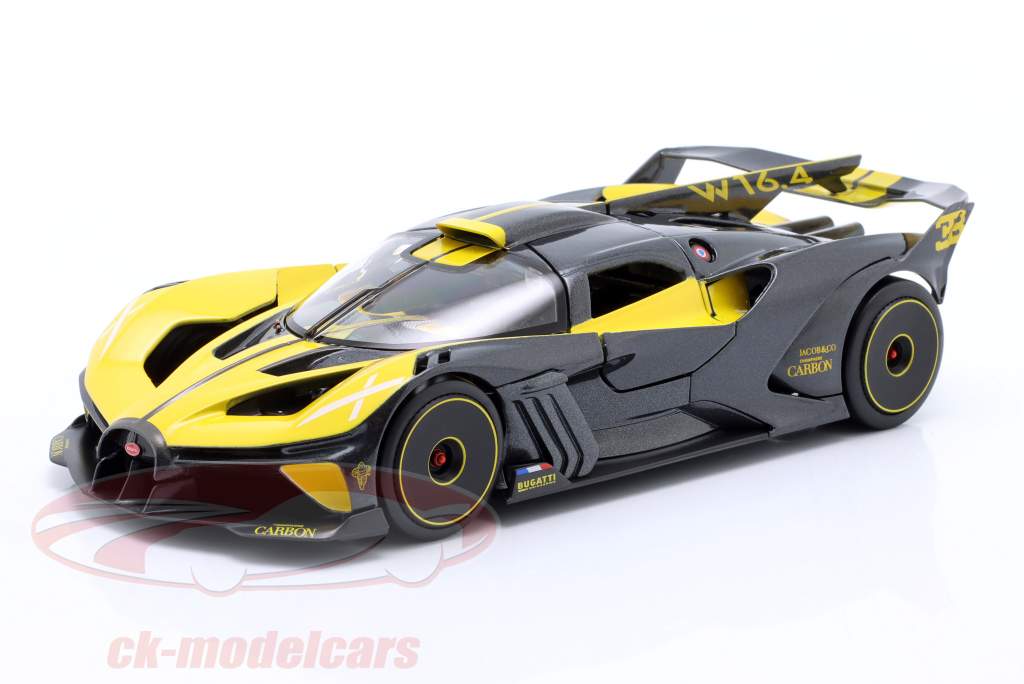Bugatti Bolide W16.4 Année de construction 2020 jaune / carbone 1:24 Maisto