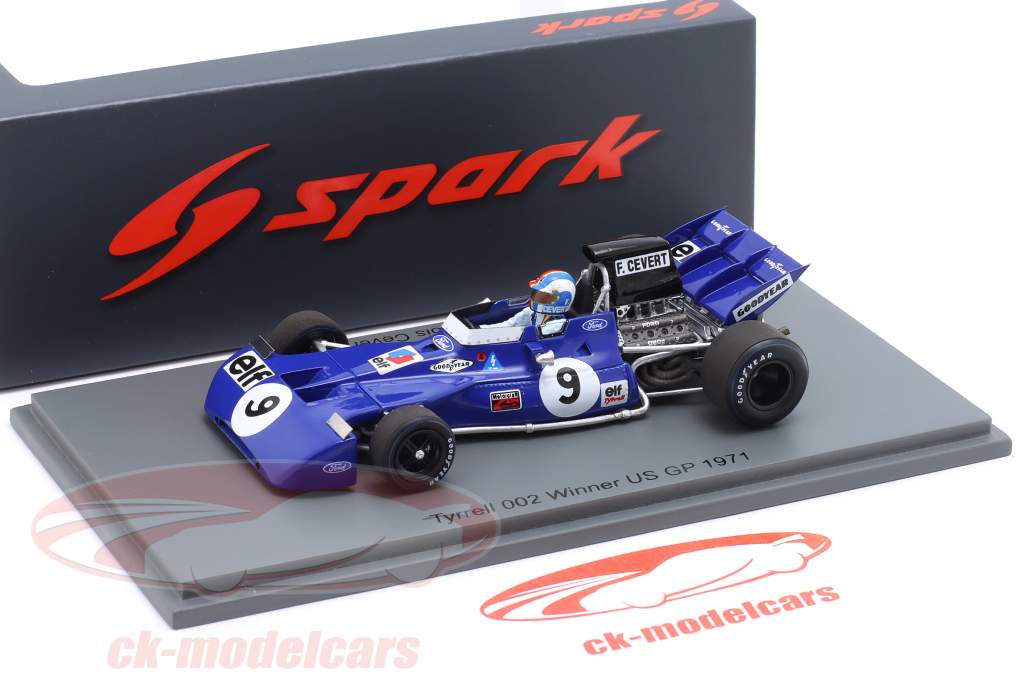 Francois Cevert Tyrrell 002 #9 winnaar USA GP formule 1 1971 1:43 Spark