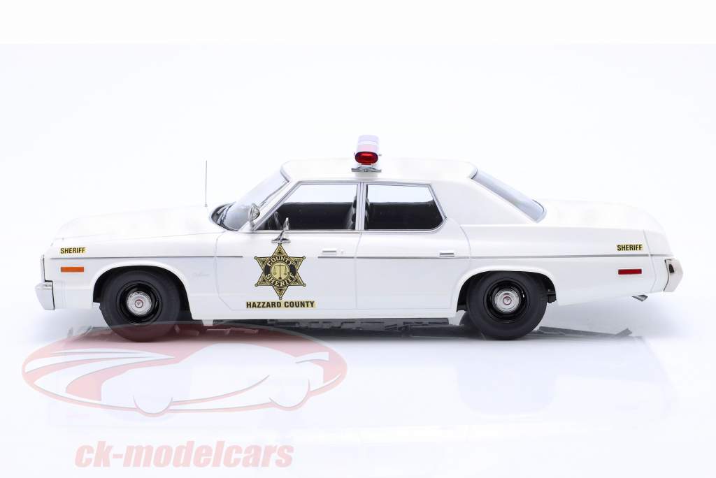 Dodge Monaco Hazzard County Police Ano de construção 1974 branco 1:18 KK-Scale