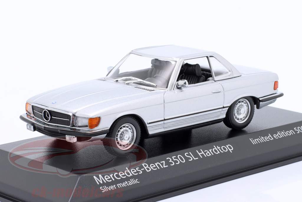 Mercedes-Benz 350 SL (R107) Hard-top Année de construction 1974 argent métallique 1:43 Minichamps