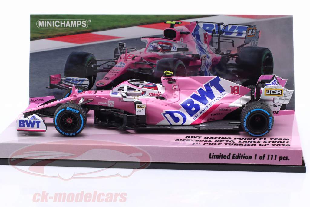 L. Stroll Racing Point RP20 #18 1er Pole Position turc GP formule 1 2020 1:43 Minichamps