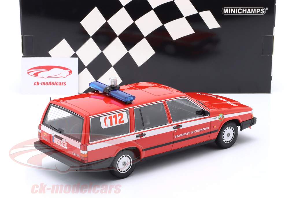 Volvo 740 GL Break Cuerpo de Bomberos Grobbendonk 1986 rojo 1:18 Minichamps