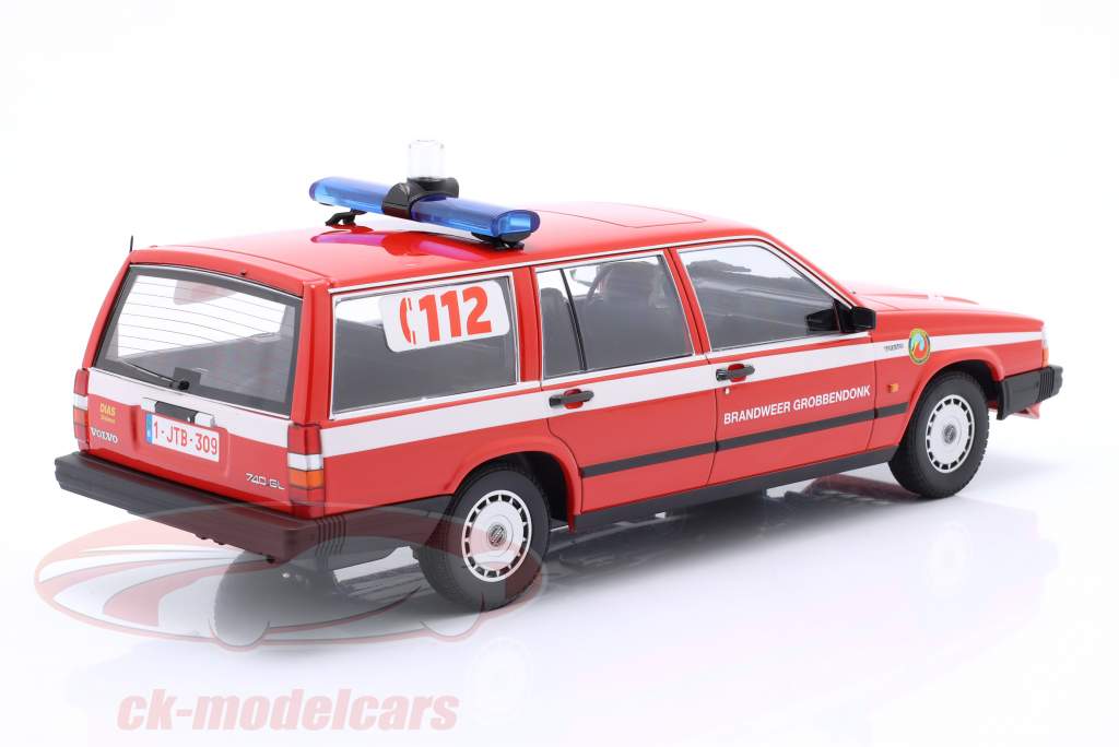 Volvo 740 GL Break Cuerpo de Bomberos Grobbendonk 1986 rojo 1:18 Minichamps