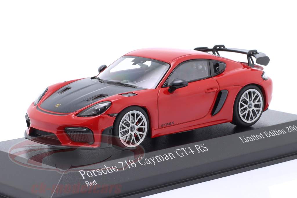Porsche 718 (982) Cayman GT4 RS 2021 red / silver rims 1:43 Minichamps