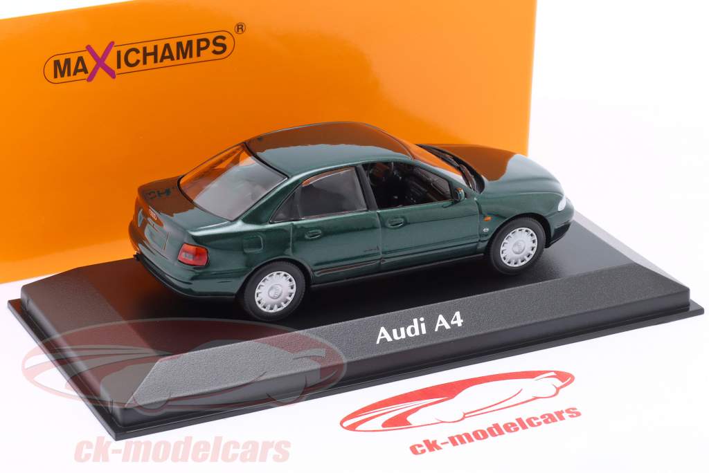 Audi A4 Byggeår 1995 mørkegrøn metallisk 1:43 Minichamps