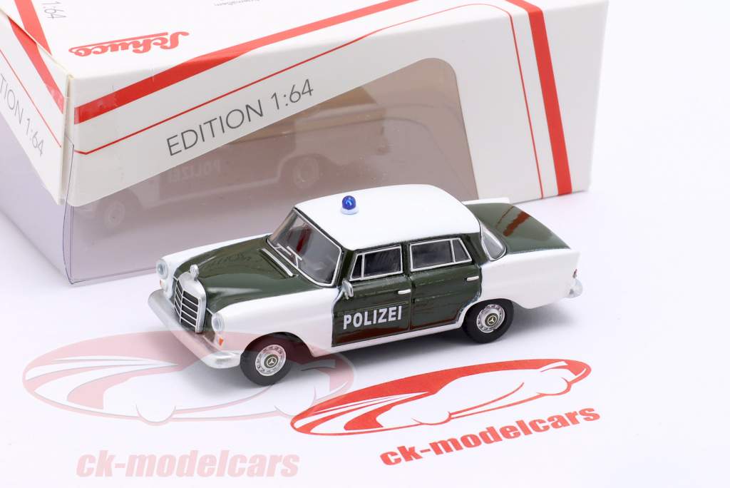 Mercedes-Benz 200 (W110) полиция 1961 зеленый / белый 1:64 Schuco