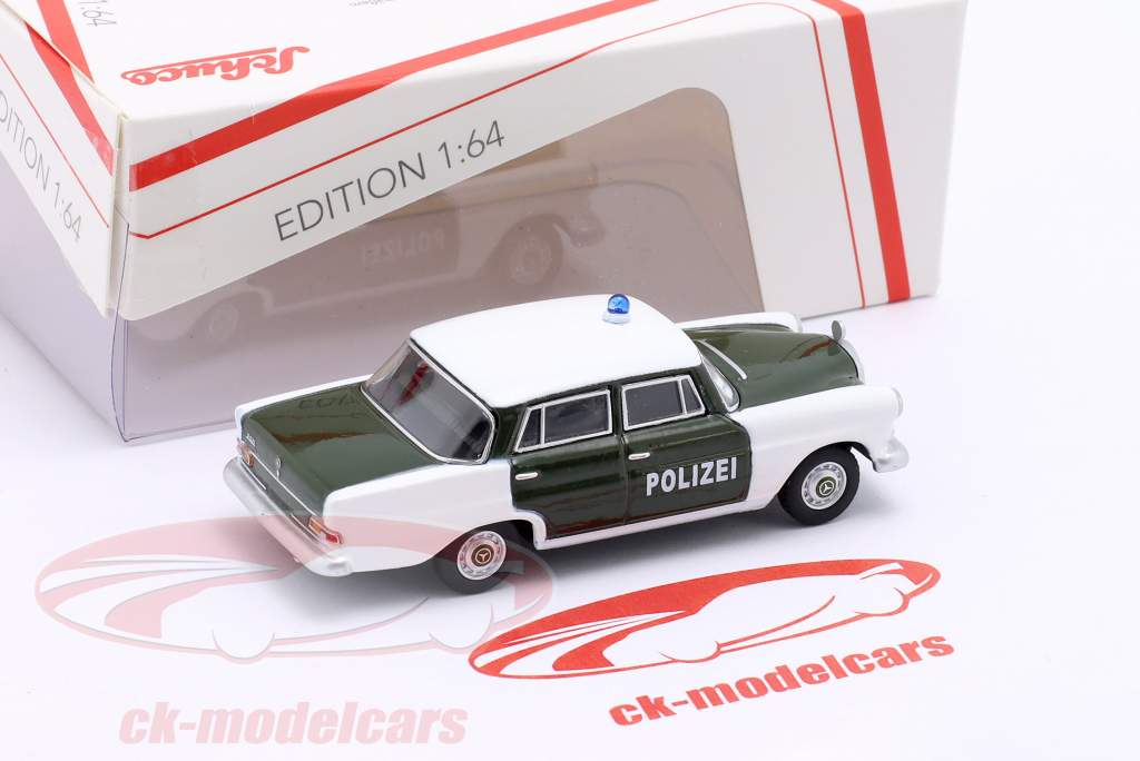 Mercedes-Benz 200 (W110) полиция 1961 зеленый / белый 1:64 Schuco