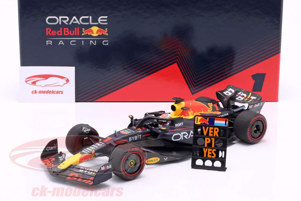 Verstappen Red Bull RB19 #1 ganhador Bahrein GP Fórmula 1 Campeão mundial 2023 1:18 Minichamps
