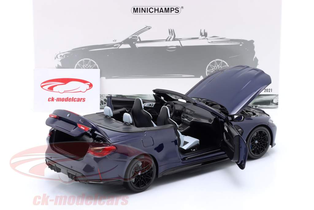 BMW M4 Cabriolet (G83) Baujahr 2021 dunkelblau metallic 1:18 Minichamps