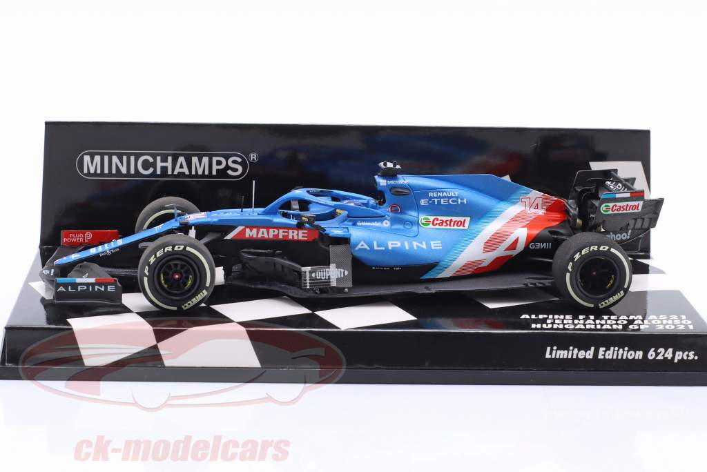 Fernando Alonso Alpine A521 #14 4 Ungarn GP formel 1 2021 1:43 Minichamps