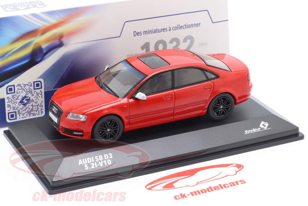 Audi S8 (D3) 5.2l V10 Byggeår 2010 rød 1:43 Solido