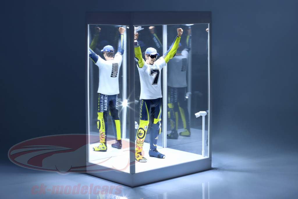 Single display case with 2 movable Led Lamps and Mirror for figures 1:6 white Triple9