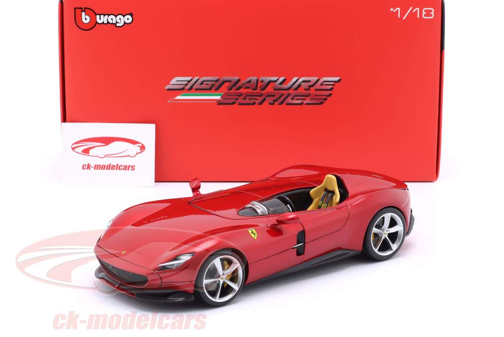 Ferrari Monza SP1 Ano de construção 2019 vermelho metálico 1:18 Bburago Signature