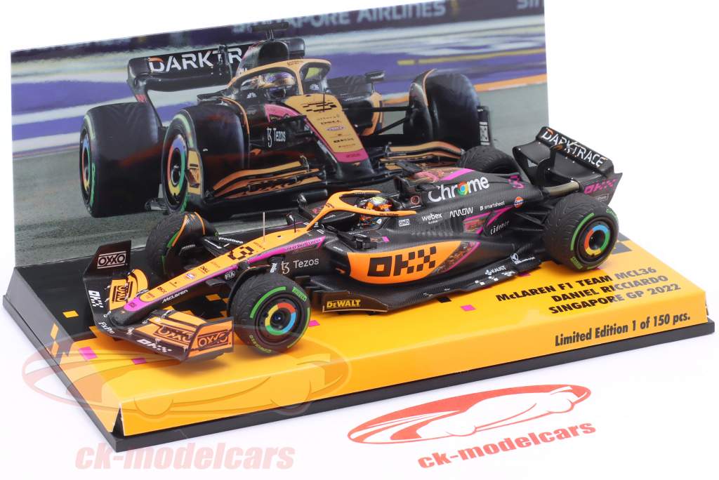 D. Ricciardo McLaren MCL36 #3 5to Singapur GP fórmula 1 2022 1:43 Minichamps