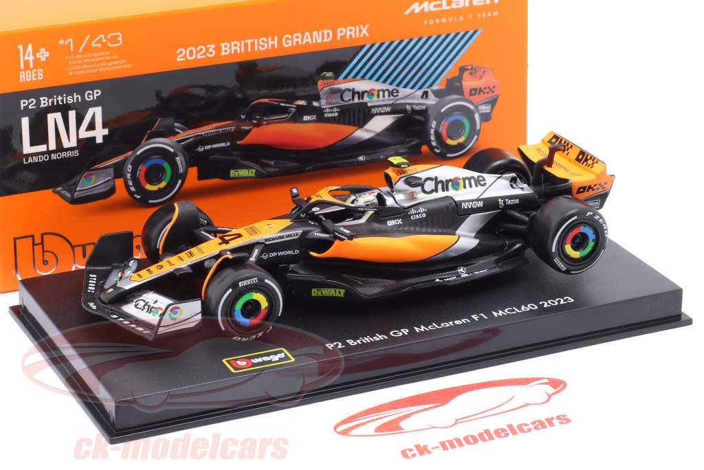 Lando Norris McLaren MCL60 #4 2nd British GP Formel 1 2023 1:43 Bburago