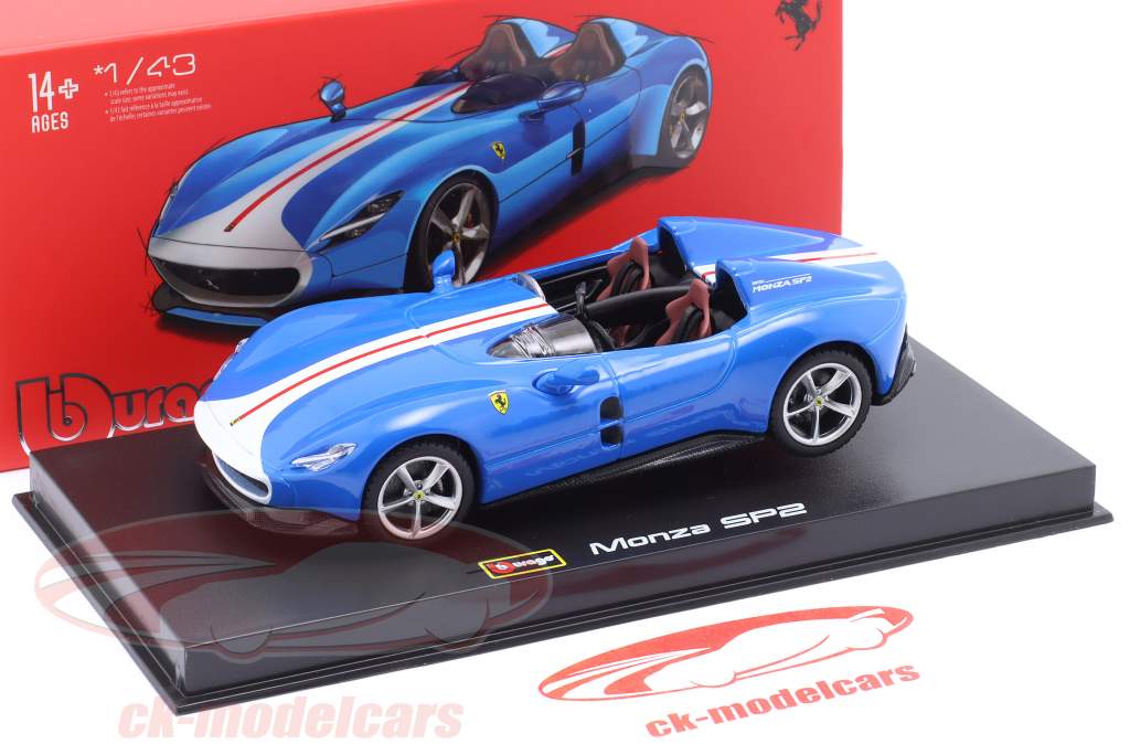 Ferrari Monza SP2 Année de construction 2018 - 2022 Bleu clair 1:43 Bburago Signature