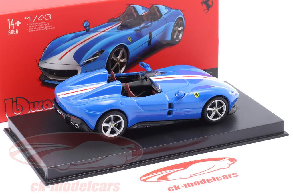 Ferrari Monza SP2 Année de construction 2018 - 2022 Bleu clair 1:43 Bburago Signature