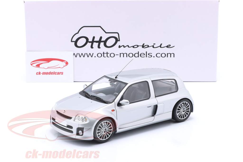 Renault Clio V6 Phase 1 Byggeår 2001 sølv 1:18 OttOmobile