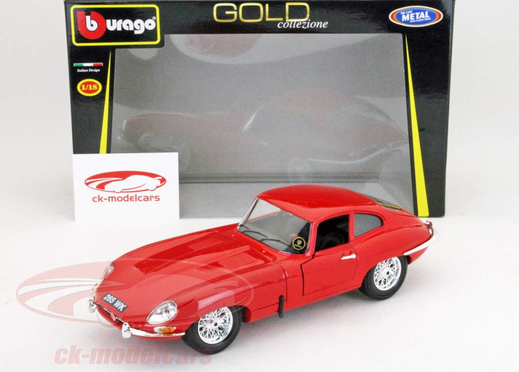Jaguar E-Type Coupe Ano 1961 vermelho 1:18 Bburago