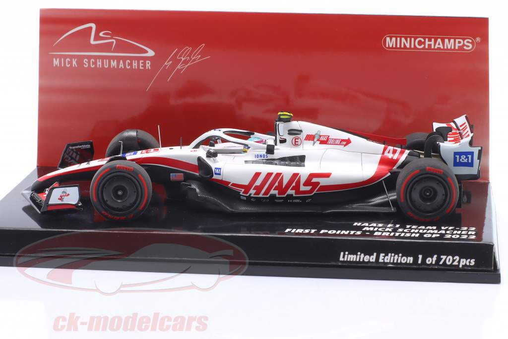 M. Schumacher Haas VF-22 #47 Primero Puntos británico GP fórmula 1 2022 1:43 Minichamps