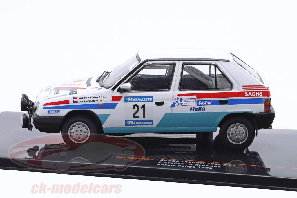 Skoda Favorit 136L #21 8th Rallye Barum 1990 Krecek, Krecman 1:43 Ixo