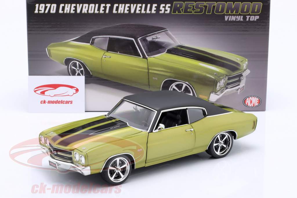 Chevrolet Chevelle SS Restomod con Techo de vinilo 1970 verde / negro 1:18 GMP