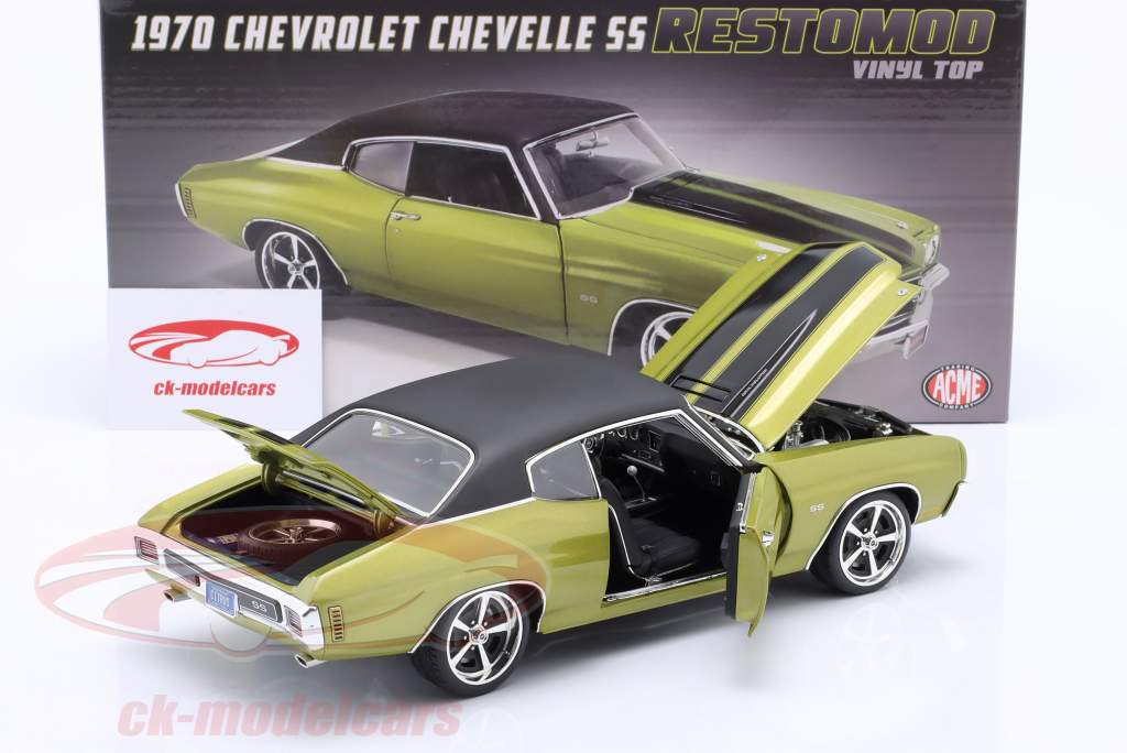 Chevrolet Chevelle SS Restomod con Techo de vinilo 1970 verde / negro 1:18 GMP