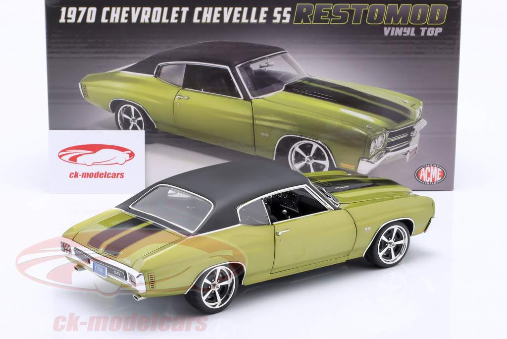 Chevrolet Chevelle SS Restomod con Techo de vinilo 1970 verde / negro 1:18 GMP