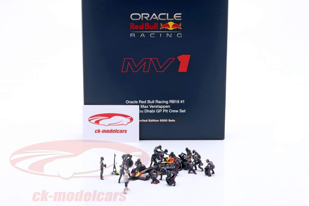 Verstappen Pit Crew Ensemble de figurines #1 gagnant Abu Dhabi formule 1 Champion du monde 2022 1:64 TrueScale