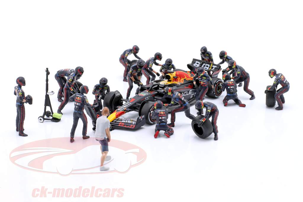 Verstappen Pit Crew Ensemble de figurines #1 gagnant Abu Dhabi formule 1 Champion du monde 2022 1:64 TrueScale