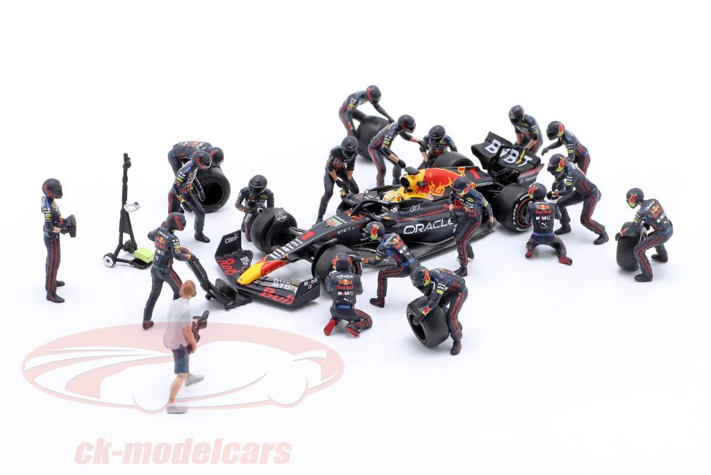 Verstappen Pit Crew Ensemble de figurines #1 gagnant Abu Dhabi formule 1 Champion du monde 2022 1:64 TrueScale