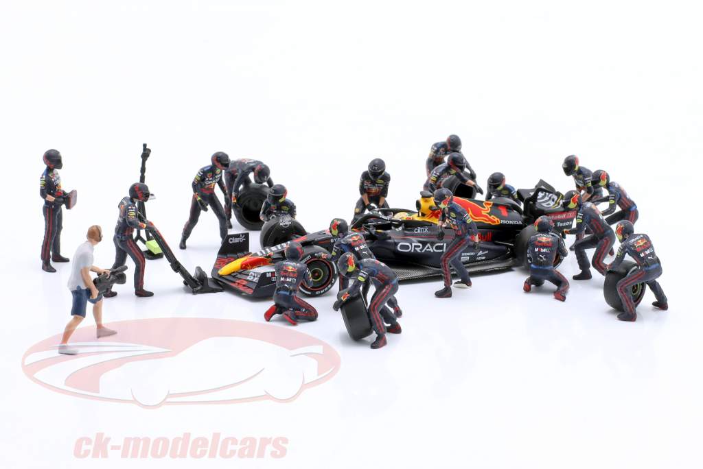 Verstappen Pit Crew Ensemble de figurines #1 gagnant Abu Dhabi formule 1 Champion du monde 2022 1:64 TrueScale