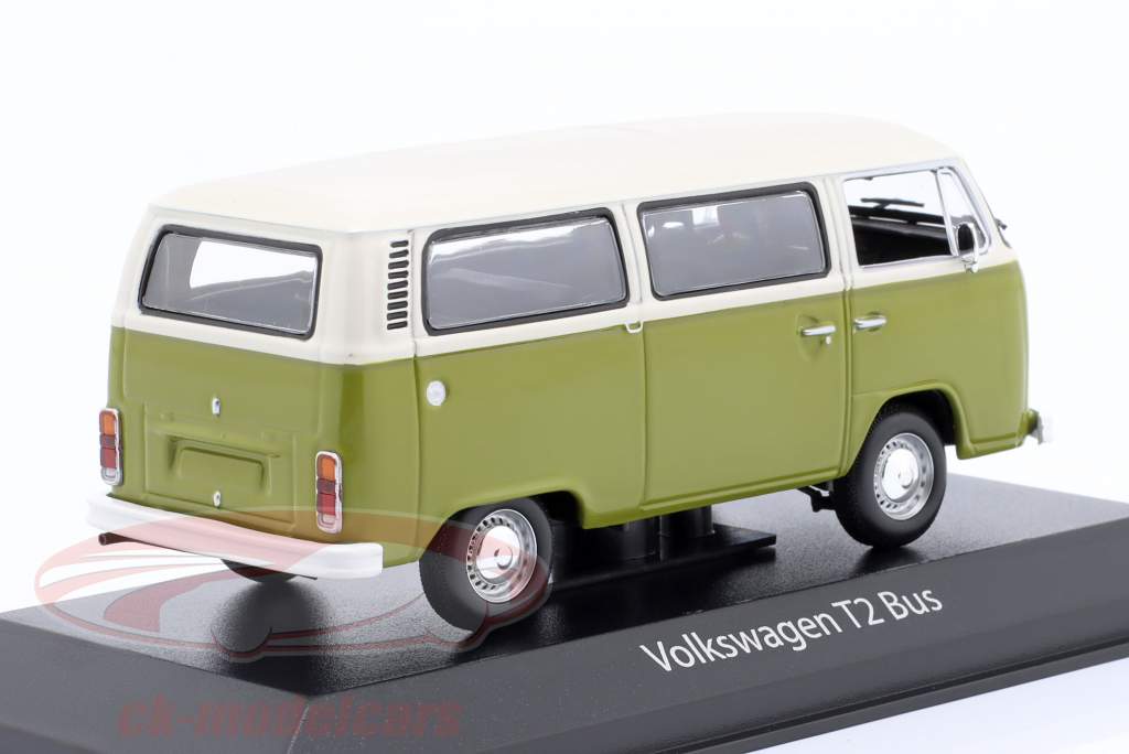 Volkswagen VW T2 Bus 建設年 1972 緑 / 白 1:43 Minichamps