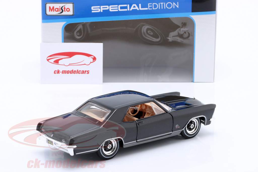 Buick Riviera Ano de construção 1965 preto 1:24 Maisto