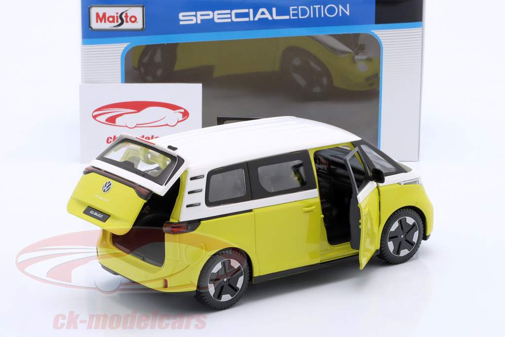 Volkswagen VW ID. Buzz Baujahr 2023 gelb / weiß 1:24 Maisto