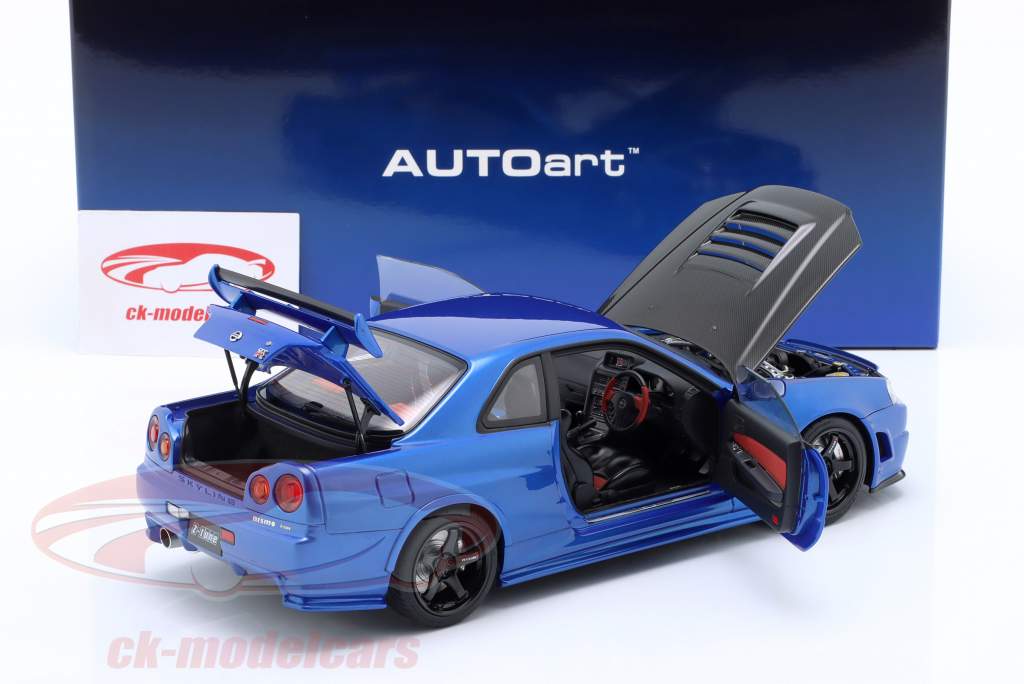 Nissan Skyline GT-R (R34) Nismo Z-Tune 2005 blå / sort 1:18 AUTOart