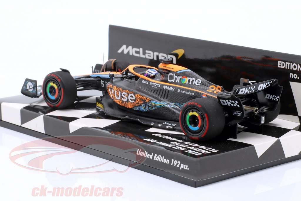 Oscar Piastri McLaren MCL36 #28 Abu Dhabi prueba fórmula 1 2022 1:43 Minichamps