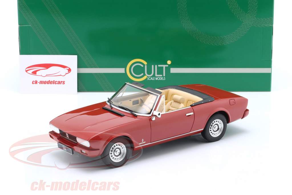 Peugeot 504 Cabriolet Bouwjaar 1983 rood 1:18 Cult Scale