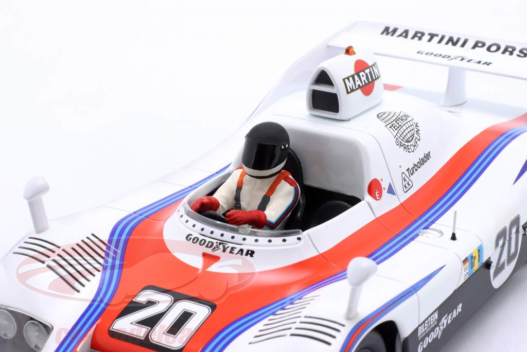 Seated Racing driver figure 1978 with black helmet 1:18 FigurenManufaktur