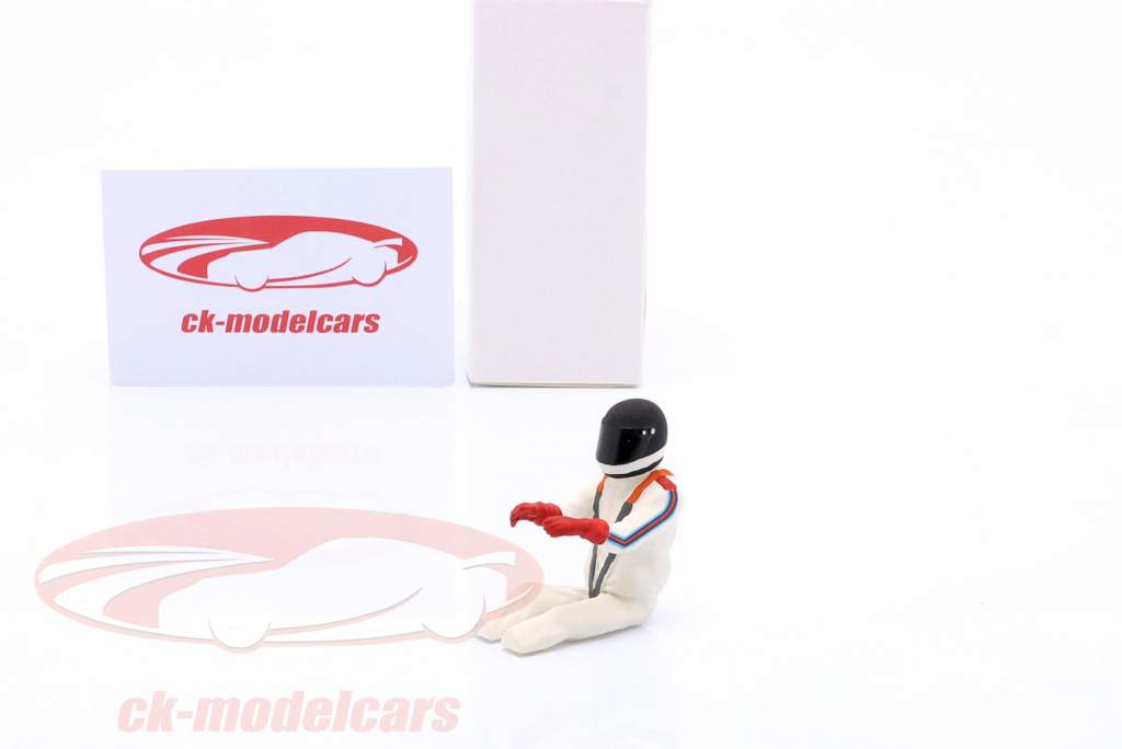 Seated Racing driver figure 1978 with black helmet 1:18 FigurenManufaktur