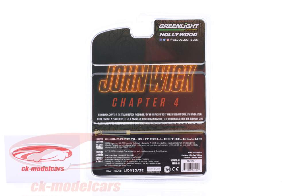 Plymouth Cuda 1971 Film John Wick - Chapter 4 (2023) schwarz 1:64 Greenlight