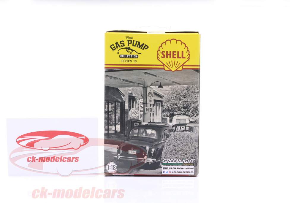 Wayne 505 ガスポンプ と ランプ Shell 1951 赤 / 黄色 1:18 Greenlight