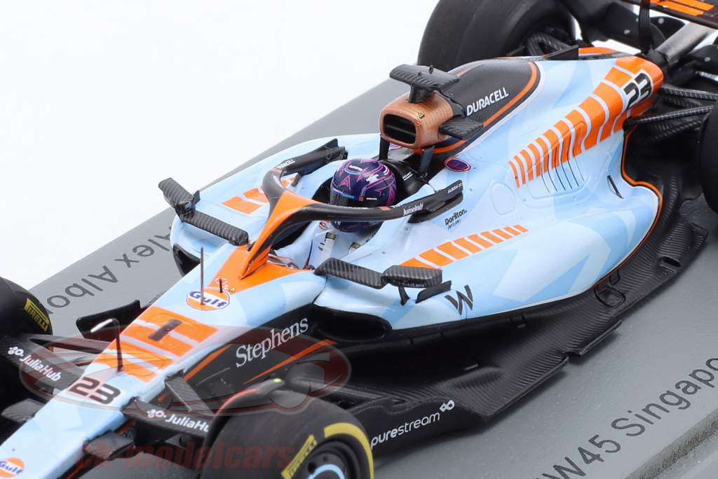 Spark 1:43 A. Albon Williams FW45 Gulf Livery #23 Singapore