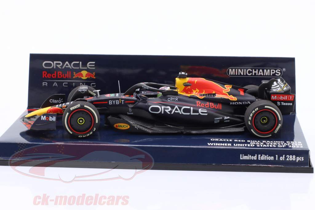 M. Verstappen Red Bull RB18 #1 Sieger USA GP Formel 1 Weltmeister 2022 1:43 Minichamps
